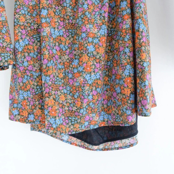 For Love & Lemons Brittany Mini Floral Revolve Dress 100% Cotton Puff Shoulder M - Picture 4 of 15